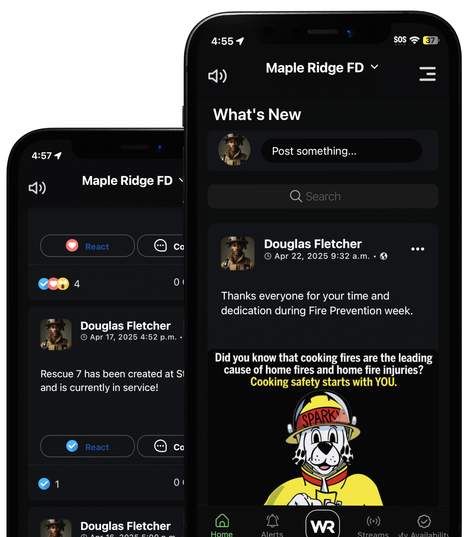 Announcement newsfeed — Who's Responding app screenshot