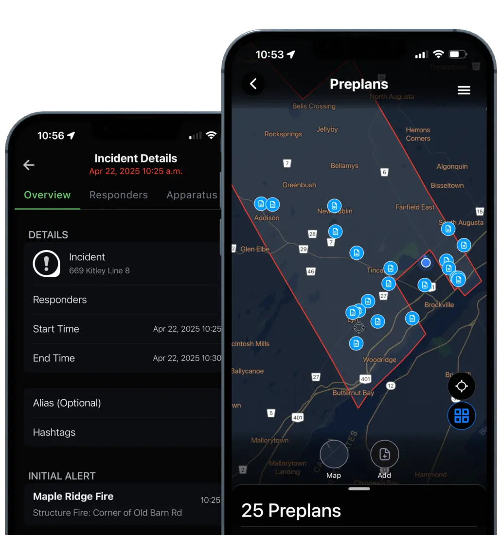 Preplans & digital files — Who's Responding app screenshot